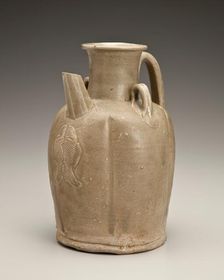 Melon-shaped ewer with fish applique, date unknown. Creator: Unknown