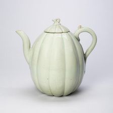 Melon-Shaped Ewer with Stylized Flowers, Korea, Goryeo dynasty (918-1392), 12th century. Creator: Unknown