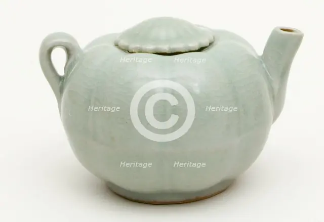 Melon-Shaped Ewer (Wine Pot) with Flower-Head..., Southern Song or Yuan dynasty, c13th cent. Creator: Unknown.