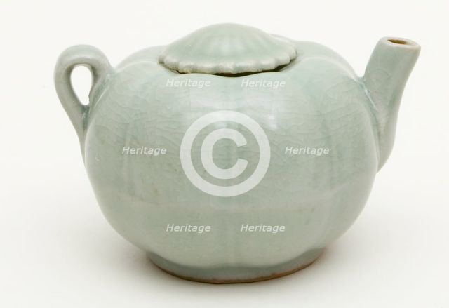 Melon-Shaped Ewer (Wine Pot) with Flower-Head..., Southern Song or Yuan dynasty, c13th cent. Creator: Unknown.