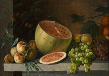 Melon, peaches and grapes, 1830-1859. Creator: Ivan Timofejevits Hrutski