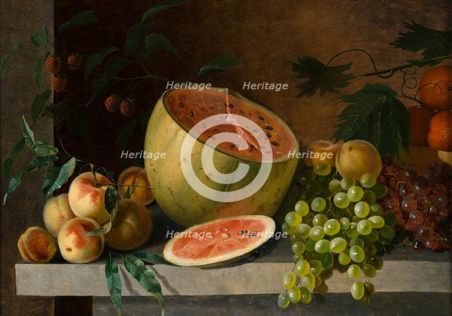 Melon, peaches and grapes, 1830-1859. Creator: Ivan Timofejevits Hrutski.
