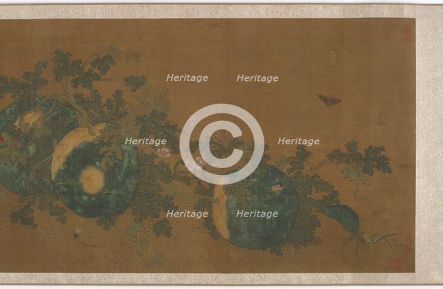 Melon vines, flowers, and insects, 1368-1644. Creator: Unknown.