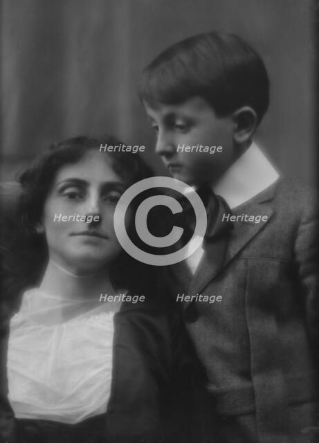 Meloney, Mrs., and son, portrait photograph, 1912 or 1913. Creator: Arnold Genthe.
