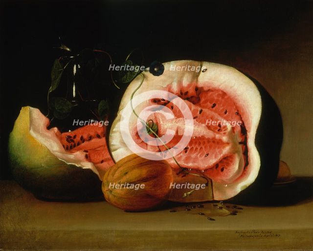 Melons and Morning Glories, 1813. Creator: Raphaelle Peale.