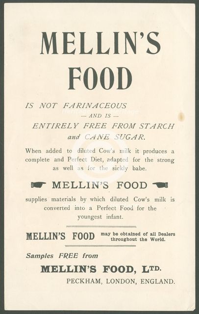 Mellin's Infant Food, 1900s. Artist: Unknown