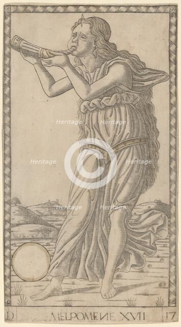 Melpomene, c. 1465. Creator: Master of the E-Series Tarocchi.