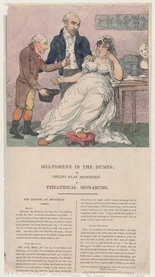 Melpomene in the Dumps, or Child's Play Defended by Theatrical Monarchs, 1804., 1804. Creator: Thomas Rowlandson