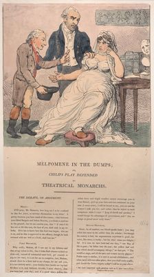 Melpomene in the Dumps, or Child's Play Defended by Theatrical Monarchs, 1804., 1804. Creator: Thomas Rowlandson