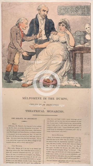 Melpomene in the Dumps, or Child's Play Defended by Theatrical Monarchs, 1804., 1804. Creator: Thomas Rowlandson.