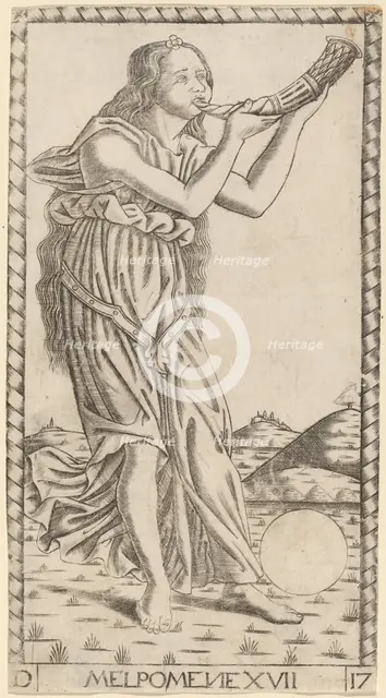 Melpomene, probably c. 1470. Creator: Master of the S-Series Tarocchi.
