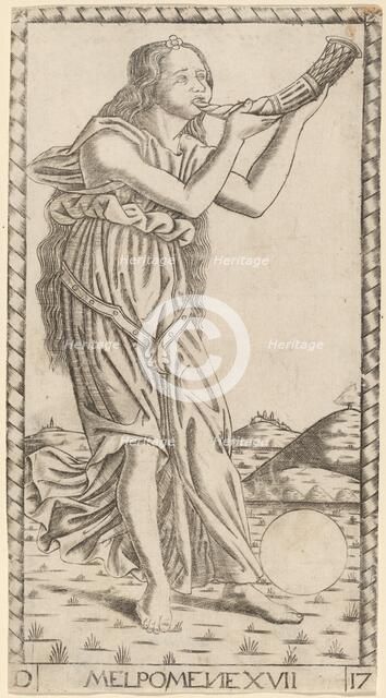 Melpomene, probably c. 1470. Creator: Master of the S-Series Tarocchi.