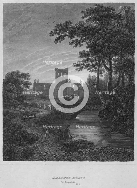 'Melrose Abbey, Roxburghshire', 1814. Artist: John Greig.
