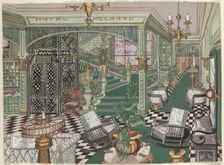 Melrose Hotel Lobby, 1880, c. 1947. Creator: Perkins Harnly