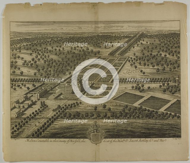 Melton Constable in the County of Norfolk, plate 51 from Britannia Illustrata, published 1707. Creator: Johannes Kip.
