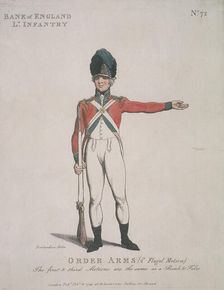 Member of the Bank of England Light Infantry holding a rifle, 1799. Artist: Anon