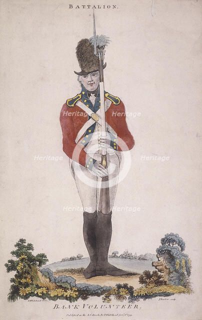 Member of the battalion in the Bank Volunteers, holding a rifle with a bayonet attached, 1799. Artist: John Barlow