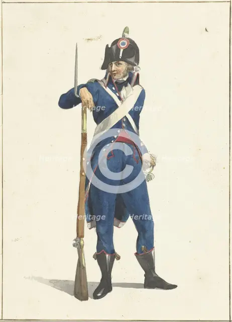 Member of the Rotterdam armed citizen force with a rifle, 1758-1805. Creator: Dirk Langendijk.