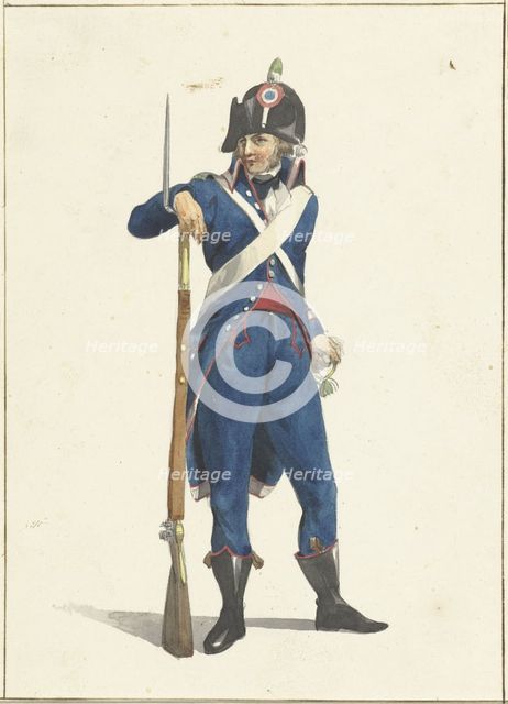 Member of the Rotterdam armed citizen force with a rifle, 1758-1805. Creator: Dirk Langendijk.