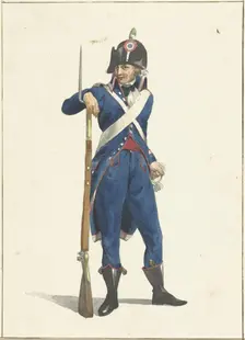 Member of the Rotterdam armed citizen force with a rifle, 1758-1805. Creator: Dirk Langendijk