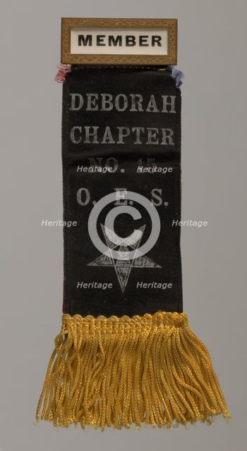 Member badge for the Deborah Chapter of the Order of the Eastern Star, 20th century. Creator: Unknown.