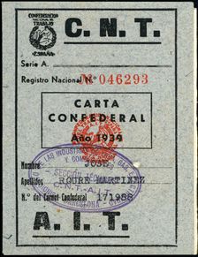 Membership card to the CNT-AIT, 1939