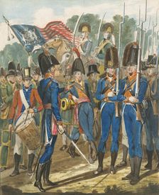 Members of the City Troop and Other Philadelphia Soldiery, 1811-ca. 1813. Creator: John Lewis Krimmel