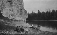Members of the Expedition at Dinner on the Shore of the Mrassu River Near the Saga Ulus, 1913. Creator: GI Ivanov