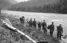 Members of the Expedition Detouring the Mrasskii Rapid, 1913. Creator: GI Ivanov