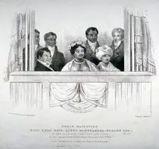 Members of the Hawaiian royal family at the Theatre Royal, Drury Lane, London, 1824. Creator: Anon