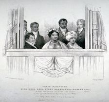 Members of the Hawaiian royal family at the Theatre Royal, Drury Lane, London, 1824. Creator: Anon