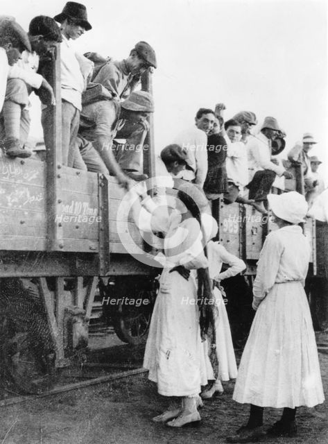 Members of the Jewish Legion bid farewell to their families, World War I, 1915-1918. Artist: Unknown