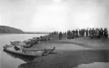 Members of the Land-Management Expedition on the Boats on the Tom River, Between Kuznetsk..., 1913. Creator: GI Ivanov