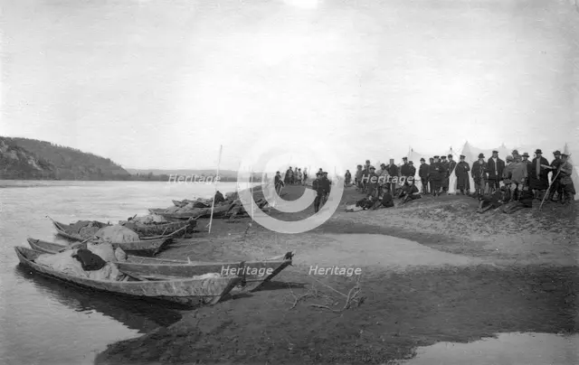 Members of the Land-Management Expedition on the Boats on the Tom' River, Between Kuznetsk..., 1913. Creator: GI Ivanov.