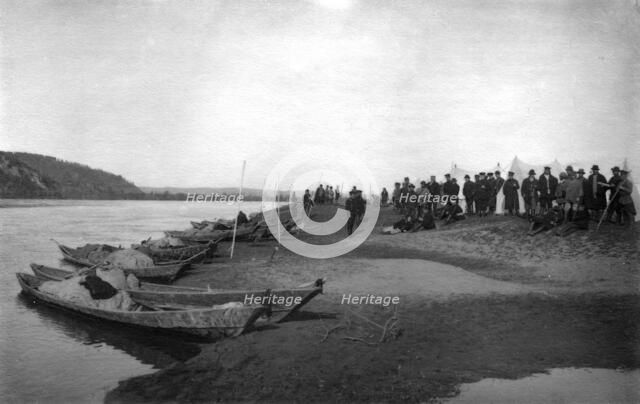 Members of the Land-Management Expedition on the Boats on the Tom' River, Between Kuznetsk..., 1913. Creator: GI Ivanov.