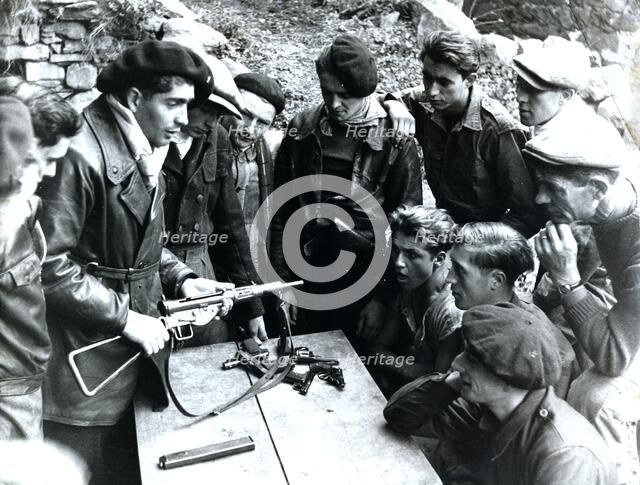 Members of the Maquis receiving arms training, France, World War II, c1940-c1944. Artist: Unknown