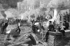 Members of the South Middlesex Rifle Volunteer Corps at work by torchlight in the gardens..., 1862. Creator: Unknown