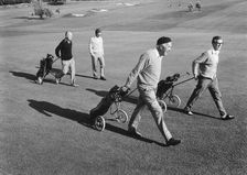 Members of the Swedish Royal Family on the golf course, Båstad, Sweden, 1973