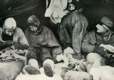 Members of the Polar Party Getting Into Their Sleeping-Bags c1911, (1913). Artist: Herbert Ponting