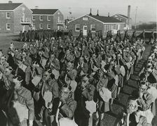 Members of the Women's Army Auxiliary Corps wearing gas masks and testing them for..., 1943. Creator: Unknown