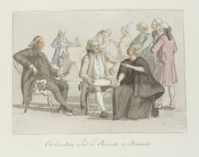 Members of the tour group in conversation with the princess of Biscari, 1778. Creator: Louis Ducros