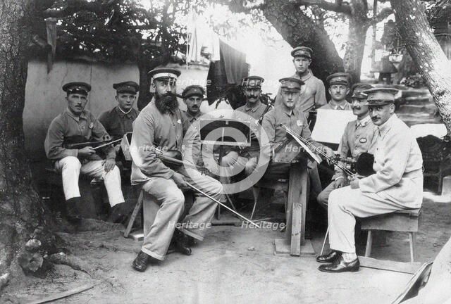 Members of a German Bando POW camp orchestra at Tokushima Prefecture, c. 1917. Creator: Anonymous.