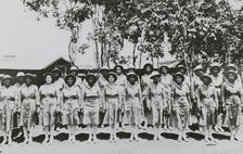 Members of an African American company of the Women's Army Auxiliary Corps lined up..., 1939 - 1945. Creator: Office of War Information