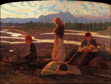 Membra stanche o Famiglia di emigranti (Weary Limbs or Family of Emigrants), 1906-1907. Creator: Pellizza da Volpedo, Giuseppe (1868-1907)