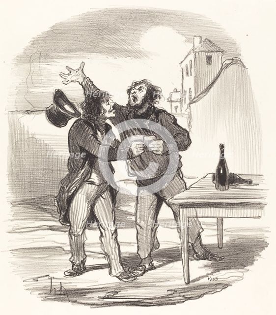 Membre de la société du dix Décembre prenant le la pour crier vive l'Empereur...., 1850.  Creator: Honore Daumier.