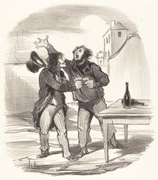 Membre de la société du dix Décembre prenant le la pour crier vive l'Empereur...., 1850. Creator: Honore Daumier