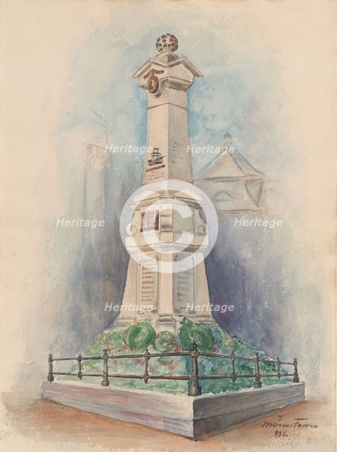 Memorial column for Lieutenant Admiral M.A. De Ruyter in Debrecen, 1900-1950.  Creator: Anon.