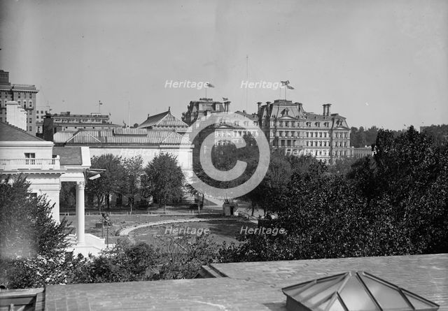 Memorial Continental Hall - View from Roof of Continental Hall Toward State, War, And Navy..., 1917. Creator: Harris & Ewing.