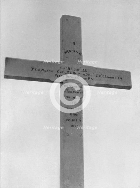 'Memorial Cross Erected at Observation Hill to the Southern Party', 1913. Artist: Frank Debenham.