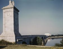 Memorial Bridge, looking from the Virginia side of the Potomac River..., Washington, D.C., ca. 1943. Creator: Unknown